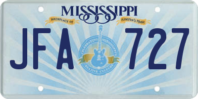 MS license plate JFA727