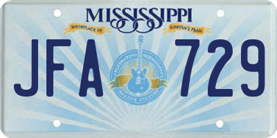 MS license plate JFA729