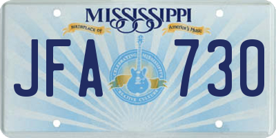 MS license plate JFA730