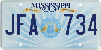 MS license plate JFA734