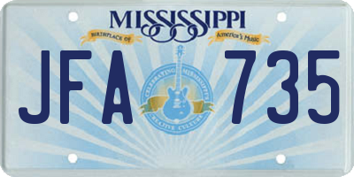 MS license plate JFA735