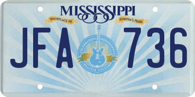 MS license plate JFA736