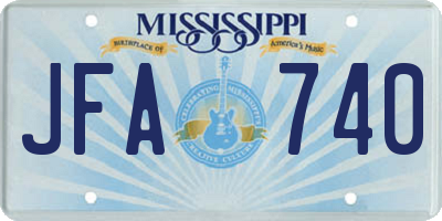 MS license plate JFA740
