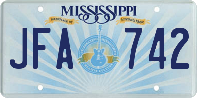 MS license plate JFA742