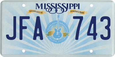 MS license plate JFA743