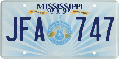 MS license plate JFA747