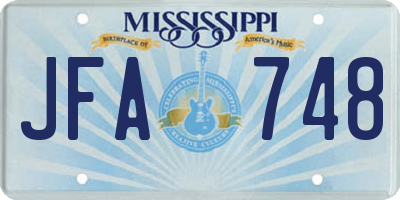 MS license plate JFA748