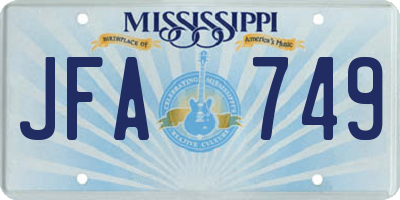 MS license plate JFA749