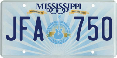 MS license plate JFA750