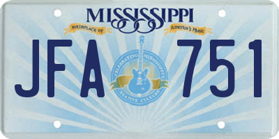 MS license plate JFA751