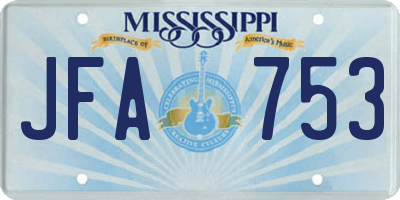 MS license plate JFA753
