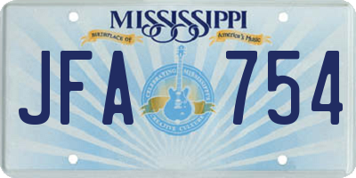 MS license plate JFA754