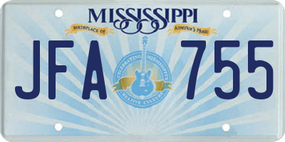 MS license plate JFA755