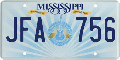 MS license plate JFA756