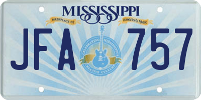 MS license plate JFA757