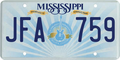 MS license plate JFA759