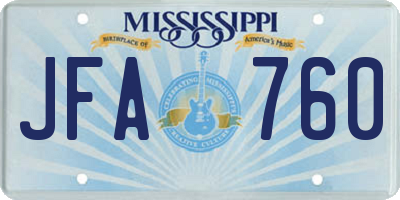 MS license plate JFA760