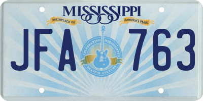MS license plate JFA763