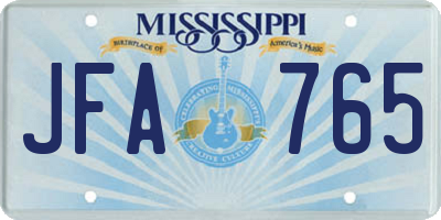 MS license plate JFA765
