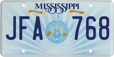 MS license plate JFA768
