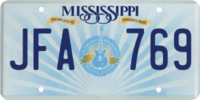 MS license plate JFA769