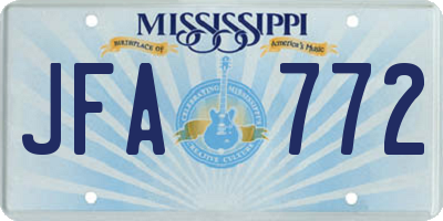 MS license plate JFA772
