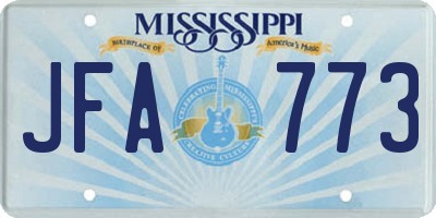 MS license plate JFA773