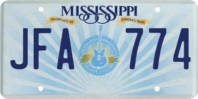 MS license plate JFA774