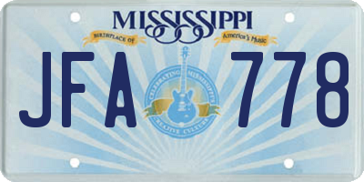 MS license plate JFA778