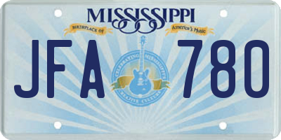 MS license plate JFA780