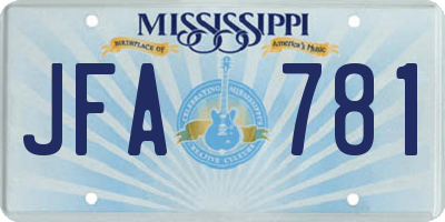 MS license plate JFA781