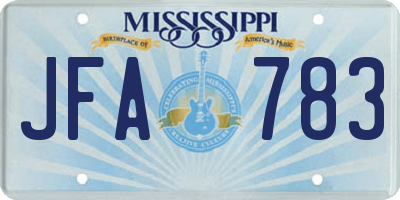 MS license plate JFA783
