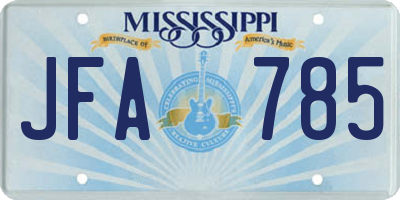 MS license plate JFA785