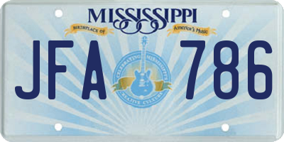 MS license plate JFA786