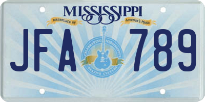 MS license plate JFA789