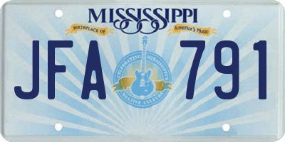 MS license plate JFA791