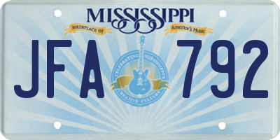 MS license plate JFA792