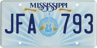 MS license plate JFA793