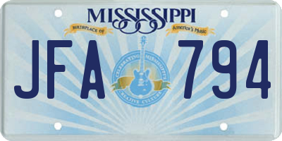 MS license plate JFA794