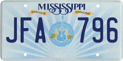 MS license plate JFA796