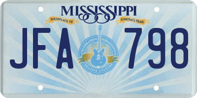 MS license plate JFA798