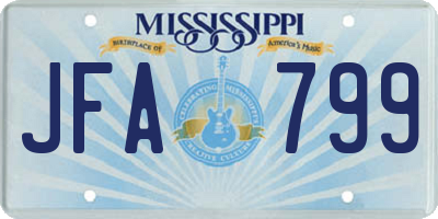 MS license plate JFA799