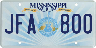 MS license plate JFA800