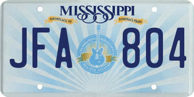 MS license plate JFA804