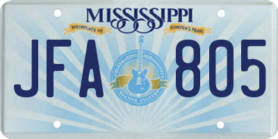 MS license plate JFA805