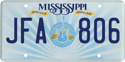 MS license plate JFA806