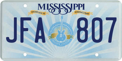 MS license plate JFA807
