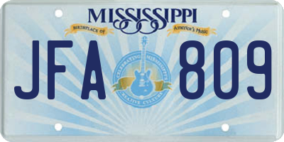 MS license plate JFA809