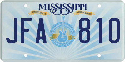 MS license plate JFA810