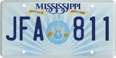 MS license plate JFA811